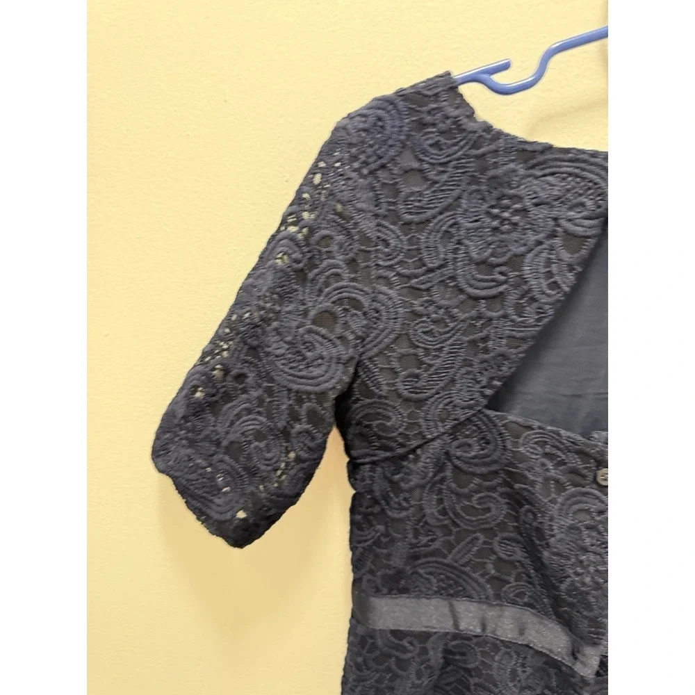 Janie and Jack Girls Navy Blue Lace Cropped Jumpsuit Romper Size 7